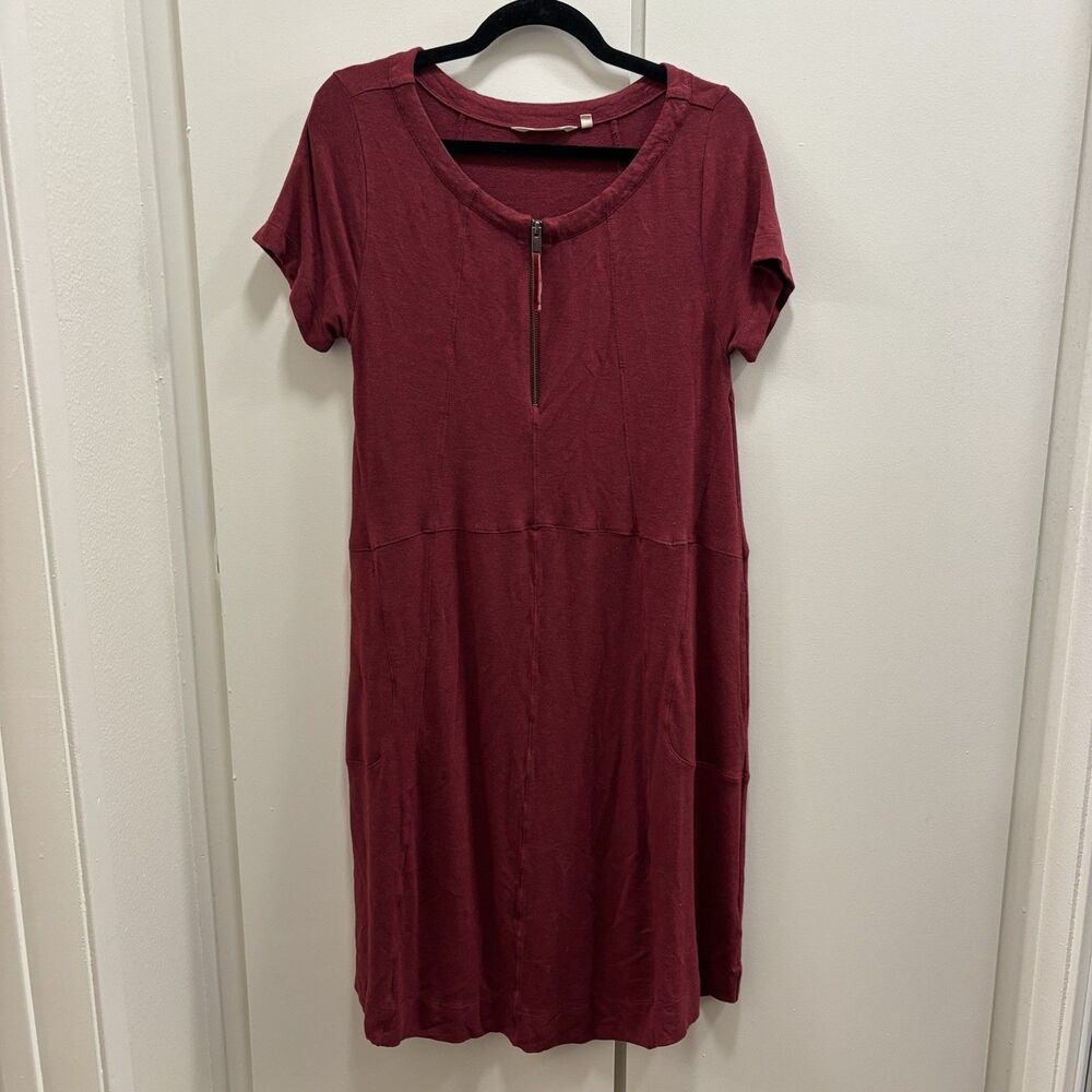 Soft Surroundings Sz Small Burgundy Red Short Sleeve Shift Oversized Dress